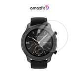 Amazfit smartwatch screen protector, clear curved cover over black face