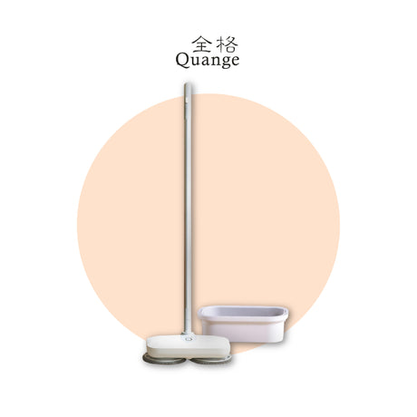 Cordless electric mop base with two microfiber pads and front cleaning bucket