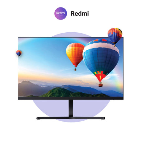 23.8" IPS FHD monitor front view with black stand and bezel-less sides