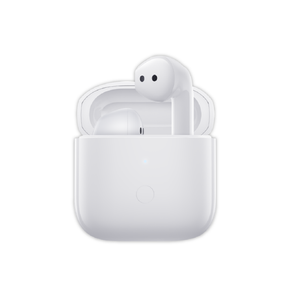 Redmi Buds 3 white earbuds in open charging case