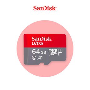 SanDisk Ultra microSD 64GB, U1 A1, microSDXC I card label.