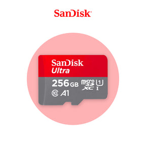SanDisk Ultra microSD 256GB, U1 A1, microSDXC I card label.