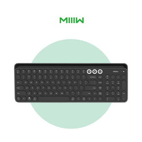 Wireless Bluetooth keyboard, black with round key caps and centered key cluster