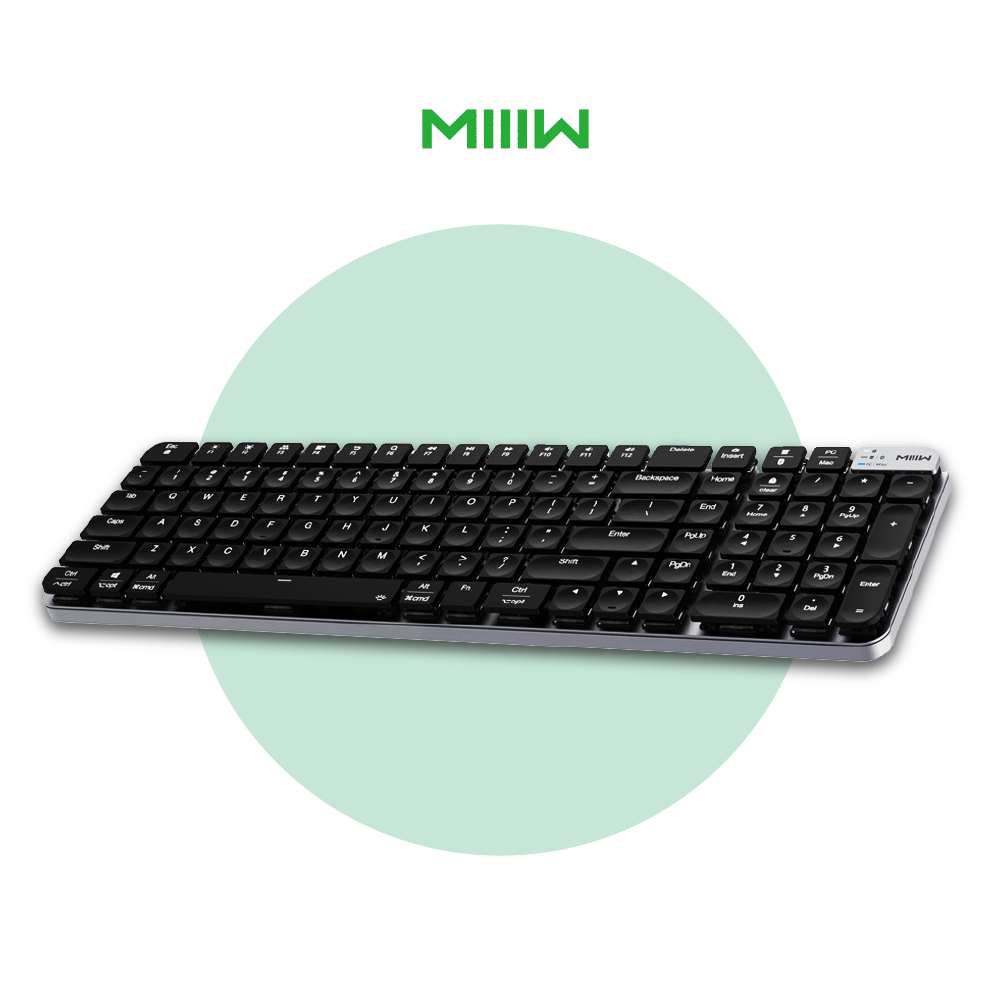Wireless mechanical keyboard K10, black keycaps with crisp white legends