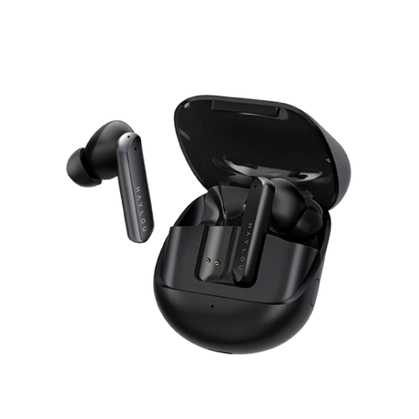 Haylou X1 Pro true wireless earbuds with open charging case, black