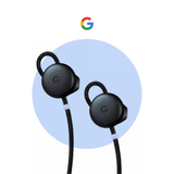 Black Google Pixel Buds GA00205 wired earbuds with braided cable
