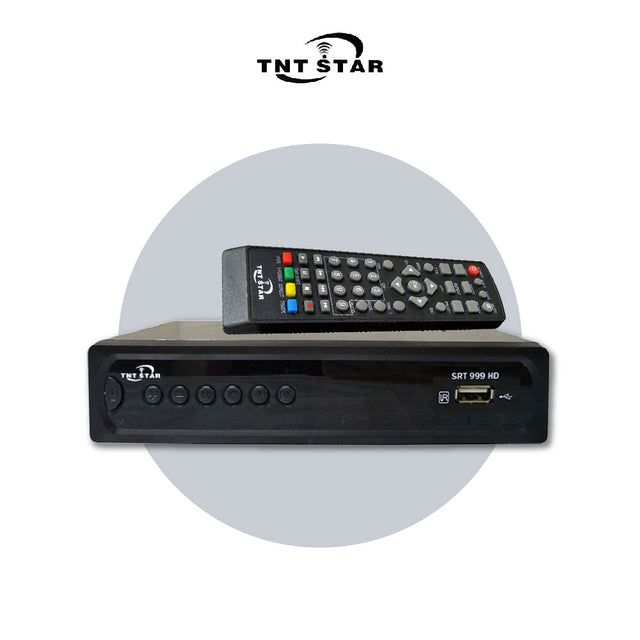 TNT Star DVB-T2 local channel decoder with IR remote, black front panel