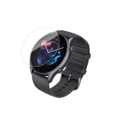 Smartwatch screen protector, clear curved glass on black watch display
