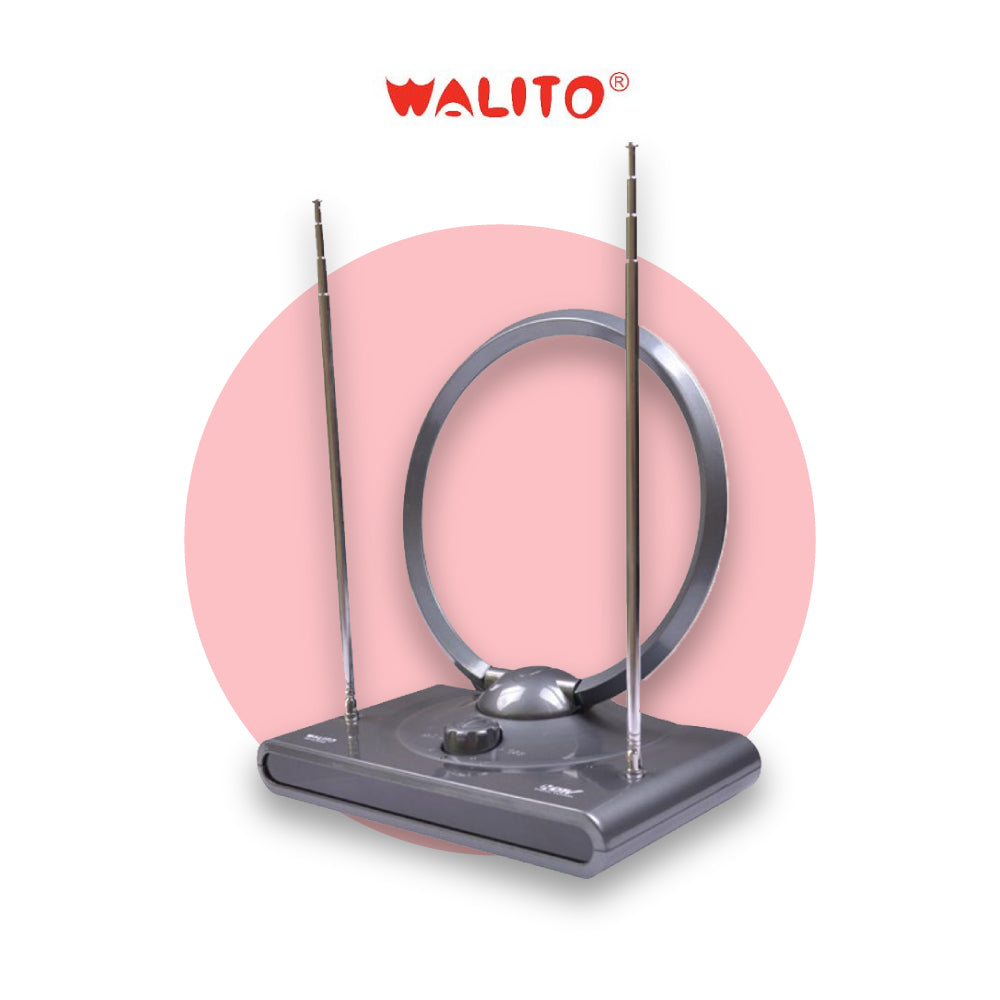 Walito digital indoor antenna with circular loop and two vertical antenna rods