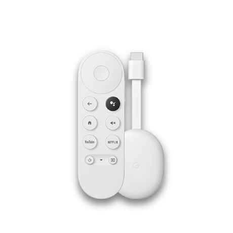 Google Chromecast mit Google TV: weißes HDMI-Streaminggerät mit Fernbedienung
