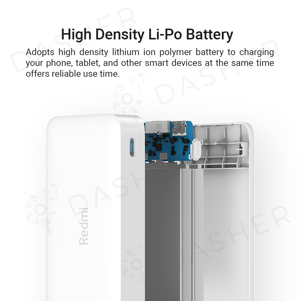 Power bank internal view with battery compartment, high-density Li-Po design