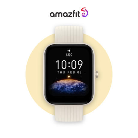 Amazfit Bip 3 Pro con correa crema y esfera 10:09