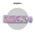 MOFII wireless keyboard and mouse set in purple, colorful keycaps and purple mouse