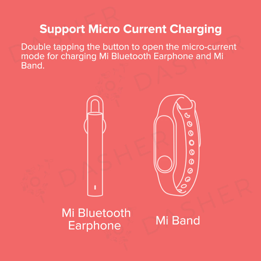 Power bank micro-current charging support infographic with device icons