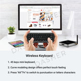Mini wireless keyboard remote with curved keys for TV and projector use